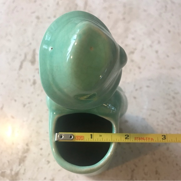 Vintage Little Boy Green Ceramic Planter or Small Vase. Measures 8.5”x4”x3”. - Picture 9 of 17